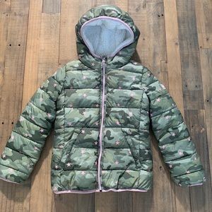 GAP Kids Camo Puffer Jacket w/ Sherpa Lining